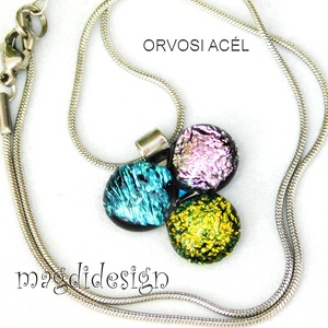 Dichroic bogyós színtrió üvegékszer nyaklánc 2 - ékszer - ékszerszett - Meska.hu