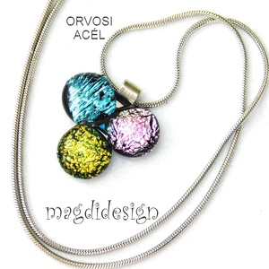 Dichroic bogyós színtrió üvegékszer nyaklánc 2 - ékszer - ékszerszett - Meska.hu