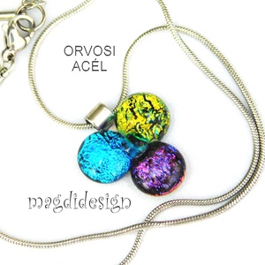 Dichroic bogyós színtrió üvegékszer nyaklánc 2 - ékszer - ékszerszett - Meska.hu