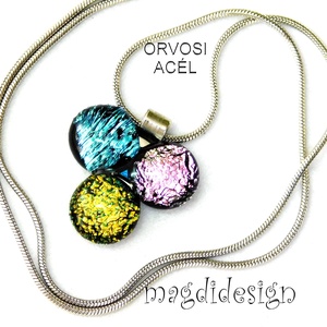 Dichroic bogyós színtrió üvegékszer nyaklánc 1 - ékszer - ékszerszett - Meska.hu