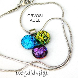 Dichroic bogyós színtrió üvegékszer nyaklánc 1 - ékszer - ékszerszett - Meska.hu