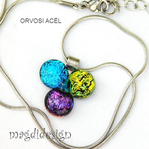Dichroic bogyós színtrió üvegékszer nyaklánc 1 - ékszer - ékszerszett - Meska.hu
