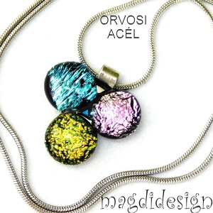 Dichroic bogyós színtrió üvegékszer nyaklánc 2 - Meska.hu