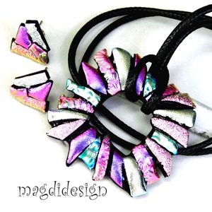 Ezüst-arany-narancs borzaska üvegékszer szett nyaklánc fülbevaló -- Ballagásra, születésnapra, névnapra - ékszer - ékszerszett - Meska.hu