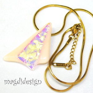 Aranyló barackvirág szögek üvegékszer nyaklánc 1 - ékszer - nyaklánc - medálos nyaklánc - Meska.hu