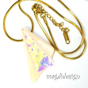 Aranyló barackvirág szögek üvegékszer nyaklánc 1 - ékszer - nyaklánc - medálos nyaklánc - Meska.hu