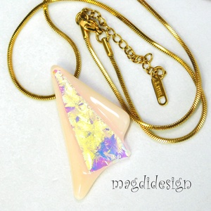 Aranyló barackvirág szögek üvegékszer nyaklánc - ékszer - nyaklánc - medálos nyaklánc - Meska.hu