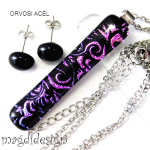 EXKLUZÍV Színjátszó tündérkert üvegékszer szett nyaklánc stiftes fülbevaló  - Anyák napjára, ballagásra - Meska.hu