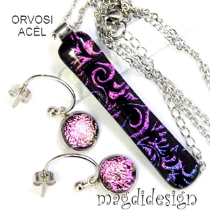 EXKLUZÍV Színjátszó tündérkert üvegékszer szett nyaklánc lógós fülbevaló  - Anyák napjára, ballagásra - Meska.hu