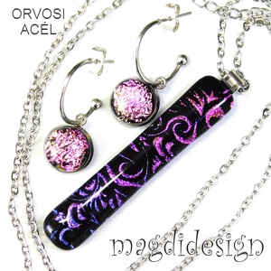 EXKLUZÍV Színjátszó tündérkert üvegékszer szett nyaklánc lógós fülbevaló  - Anyák napjára, ballagásra - ékszer - ékszerszett - Meska.hu