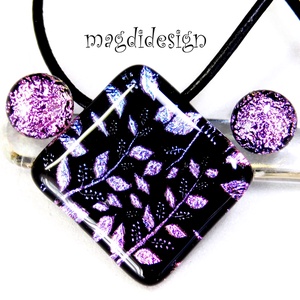 EXKLUZÍV Rügyező ágak üvegékszer szett nyaklánc stiftes fülbevaló 4  - Anyák napjára, ballagásra - Meska.hu