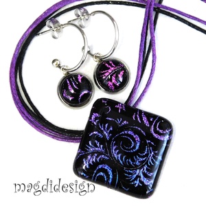 EXKLUZÍV Színjátszó tündérkert üvegékszer szett nyaklánc lógós fülbevaló 1 - Anyák napjára, ballagásra - Meska.hu