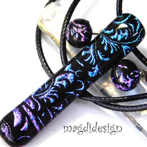 EXKLUZÍV Színjátszó tündérkert üvegékszer szett nyaklánc stiftes fülbevaló 3 - Anyák napjára, ballagásra - ékszer - ékszerszett - Meska.hu