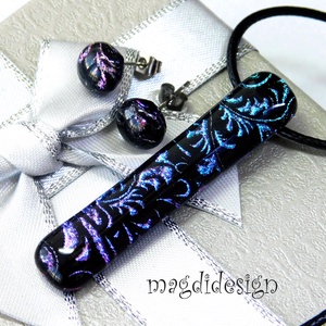 EXKLUZÍV Színjátszó tündérkert üvegékszer szett nyaklánc stiftes fülbevaló 3 - Anyák napjára, ballagásra - ékszer - ékszerszett - Meska.hu