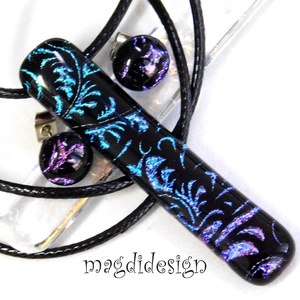 EXKLUZÍV Színjátszó tündérkert üvegékszer szett nyaklánc stiftes fülbevaló 3 - Anyák napjára, ballagásra - Meska.hu