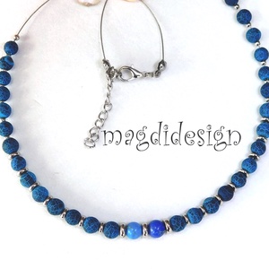Kék howlit ásvány nyaklánc - ékszer - nyaklánc - bogyós nyaklánc - Meska.hu