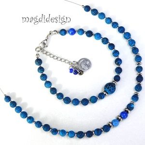 Kék howlit ásvány nyaklánc - ékszer - nyaklánc - bogyós nyaklánc - Meska.hu