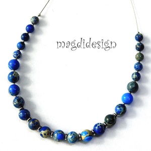 Kék tengeri jáspis ásvány nyaklánc - ékszer - nyaklánc - gyöngyös nyaklánc - Meska.hu