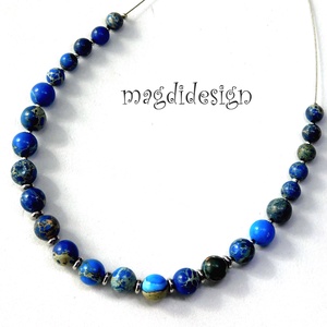 Kék tengeri jáspis ásvány nyaklánc - ékszer - nyaklánc - gyöngyös nyaklánc - Meska.hu