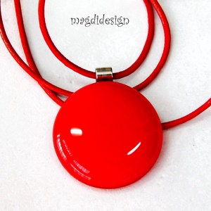 Meggypiros üvegékszer nyaklánc - ékszer - nyaklánc - medálos nyaklánc - Meska.hu