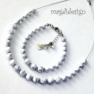 Fehér howlit ásványkarkötő - ékszer - karkötő - ásványkarkötő - Meska.hu