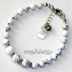 Fehér howlit ásványkarkötő - ékszer - karkötő - ásványkarkötő - Meska.hu