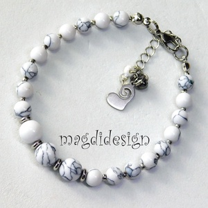 Fehér howlit ásványkarkötő - Meska.hu
