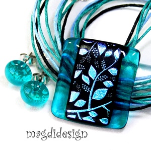 Tavaszi szél színjáték dichroic üvegékszer szett nyaklánc fülbevaló Anyák napjára, ballagásra, születésnapra, névnapra, Ékszer, Ékszerszett, Üvegművészet, Ékszerkészítés, MESKA