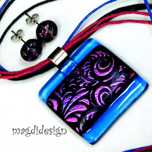 Pink-fekete tündérkert üvegékszer szett nyaklánc fülbevaló  Anyák napjára, ballagásra, születésnapra, névnapra - ékszer - ékszerszett - Meska.hu