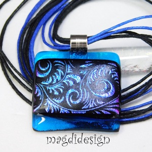 Pink-kék-fekete tündérkert üvegékszer nyaklánc  Anyák napjára, ballagásra, születésnapra, névnapra - ékszer - nyaklánc - medálos nyaklánc - Meska.hu