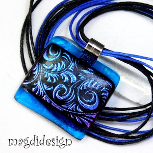 Pink-kék-fekete tündérkert üvegékszer nyaklánc  Anyák napjára, ballagásra, születésnapra, névnapra - ékszer - nyaklánc - medálos nyaklánc - Meska.hu