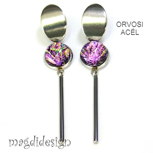 Égszínkék üvegékszer lógós nemesacél fülbevaló - ékszer - fülbevaló - lógó fülbevaló - Meska.hu