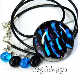  Kék fekete üvegékszer szett nyaklánc stiftes fülbevaló  Anyák napjára, ballagásra, születésnapra, névnapra - ékszer - ékszerszett - Meska.hu