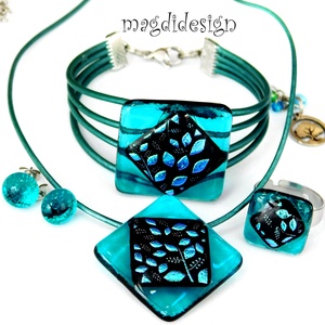 Tavaszi szél színjáték dichroic üvegékszer szett  Anyáknapjára ballagásra, születésnapra, névnapra - Meska.hu