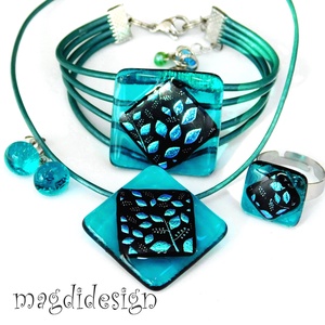 Tavaszi szél színjáték dichroic üvegékszer szett  Anyáknapjára ballagásra, születésnapra, névnapra - ékszer - ékszerszett - Meska.hu