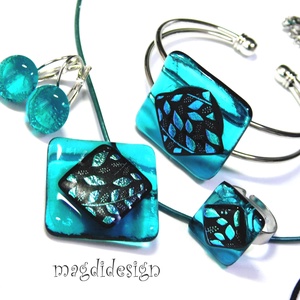 Tavaszi szél színjáték dichroic üvegékszer szett 1  Anyák napjára ballagásra, születésnapra, névnapra - ékszer - ékszerszett - Meska.hu