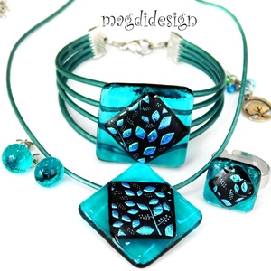 Tavaszi szél színjáték dichroic üvegékszer szett 1  Anyák napjára ballagásra, születésnapra, névnapra - ékszer - ékszerszett - Meska.hu