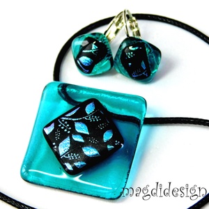 Tavaszi szél színjáték dichroic üvegékszer szett nyaklánc fülbevaló Anyák napjára, ballagásra, születésnapra, névnapra, Ékszer, Ékszerszett, Ékszerkészítés, Üvegművészet, MESKA