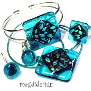 Tavaszi szél színjáték dichroic üvegékszer szett nyaklánc fülbevaló Anyák napjára, ballagásra, születésnapra, névnapra - ékszer - ékszerszett - Meska.hu