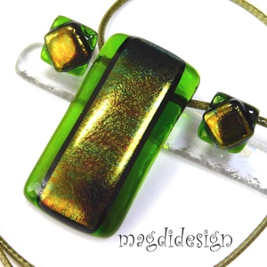 Aranyló moha üvegékszer szett nyaklánc, stiftes fülbevaló  ANYÁK NAPJÁRA, BALLAGÁSRA, SZÜLETÉSNAPRA, NÉVNAPRA, Ékszer, Ékszerszett, Ékszerkészítés, Üvegművészet, MESKA