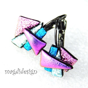 Színes borzaska üvegékszer kapcsos fülbevaló 1, Ékszer, Fülbevaló, Lógó fülbevaló, Ékszerkészítés, Üvegművészet, MESKA