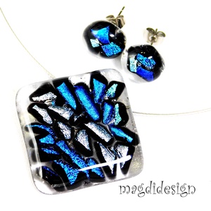 Üvegbezárt csillogás üvegékszer szett nyaklánc, stiftes fülbevaló 2  Ballagásra, születésnapra, névnapra - Meska.hu