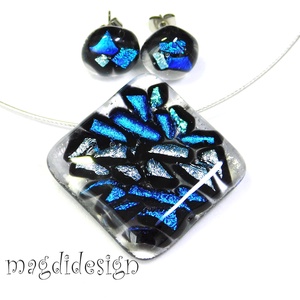 Üvegbezárt csillogás üvegékszer szett nyaklánc, stiftes fülbevaló 2  Ballagásra, születésnapra, névnapra - ékszer - ékszerszett - Meska.hu