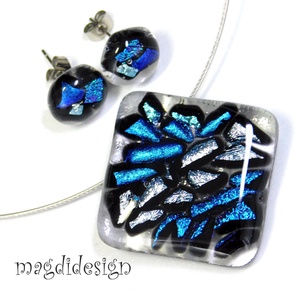 Üvegbezárt csillogás üvegékszer szett nyaklánc, stiftes fülbevaló 2  Ballagásra, születésnapra, névnapra - ékszer - ékszerszett - Meska.hu