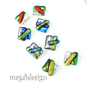 Kék-zöld-ezüst borzaska dichroic üvegékszer fülbevaló - ékszer - fülbevaló - pötty fülbevaló - Meska.hu