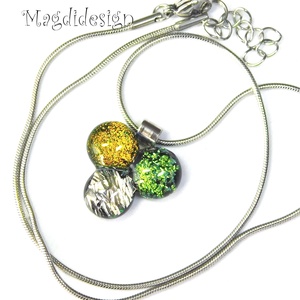 Dichroic bogyós színtrió üvegékszer nyaklánc , Ékszer, Nyaklánc, Medálos nyaklánc, Ékszerkészítés, Üvegművészet, MESKA