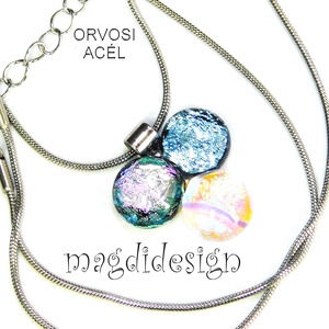 Dichroic bogyós színtrió üvegékszer nyaklánc  - ékszer - nyaklánc - medálos nyaklánc - Meska.hu