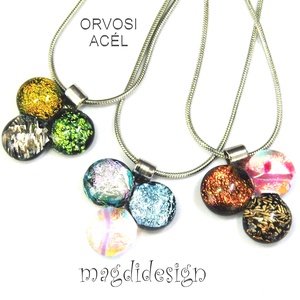 Arany-lazac-pezsgő dichroic bogyós színtrió üvegékszer nyaklánc  - ékszer - nyaklánc - medálos nyaklánc - Meska.hu