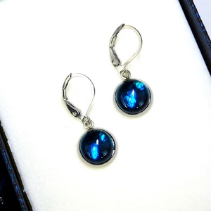ORVOSI ACÉL! Tengerkék üvegékszer lógós fülbevaló - Meska.hu