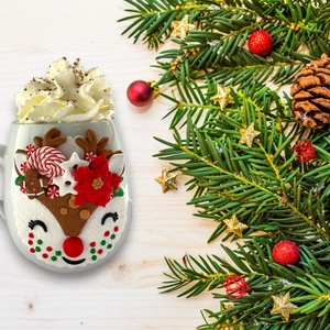 Karácsonyi bögre, polimer agyag díszítéssel - otthon & lakás - konyhafelszerelés, tálalás - tálalás - bögre & csésze - Meska.hu